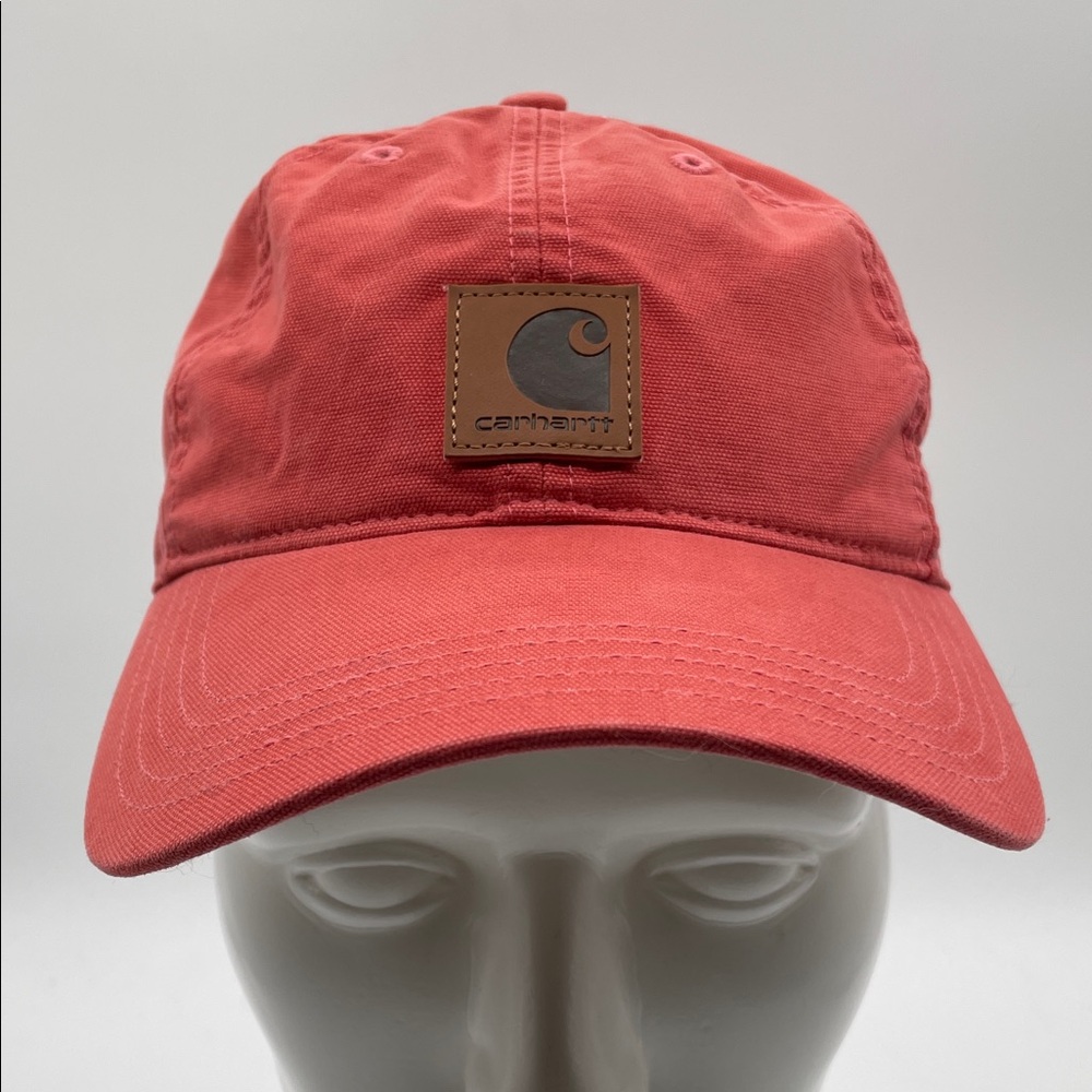 Carhartt Coral Canvas Leather-Patch Baseball Hat Adjustable Women’s One Size Cap